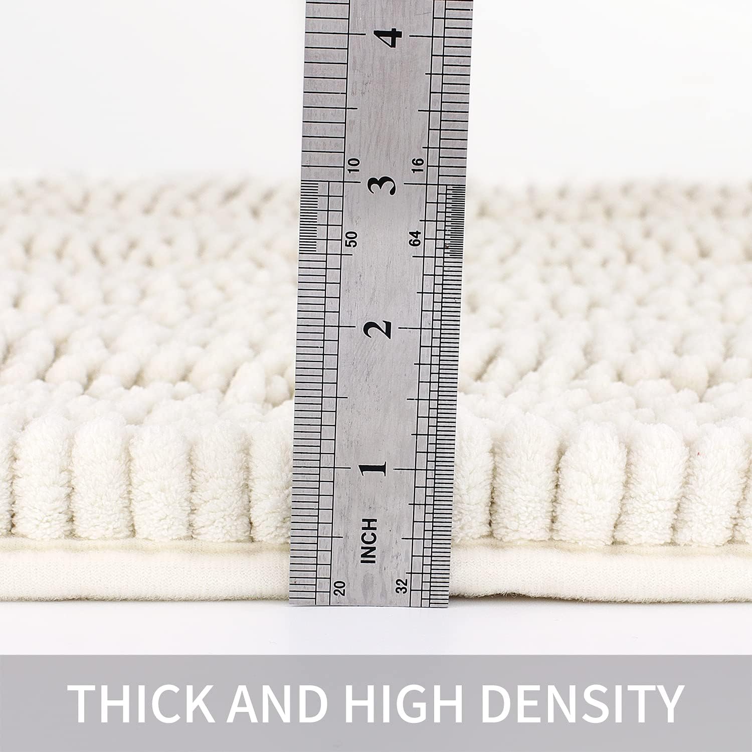 Bath Mats for Bathroom,Thick Soft Chenille Floor Mats,20x32 Inches Non Slip Shower Mats Ultra Water Absorbent Doormat.-Ivory White - Image 5