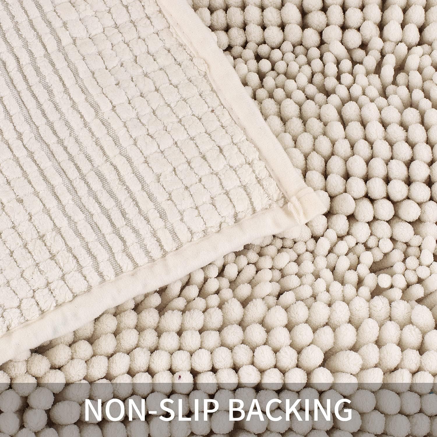 Bath Mats for Bathroom,Thick Soft Chenille Floor Mats,20x32 Inches Non Slip Shower Mats Ultra Water Absorbent Doormat.-Ivory White - Image 6