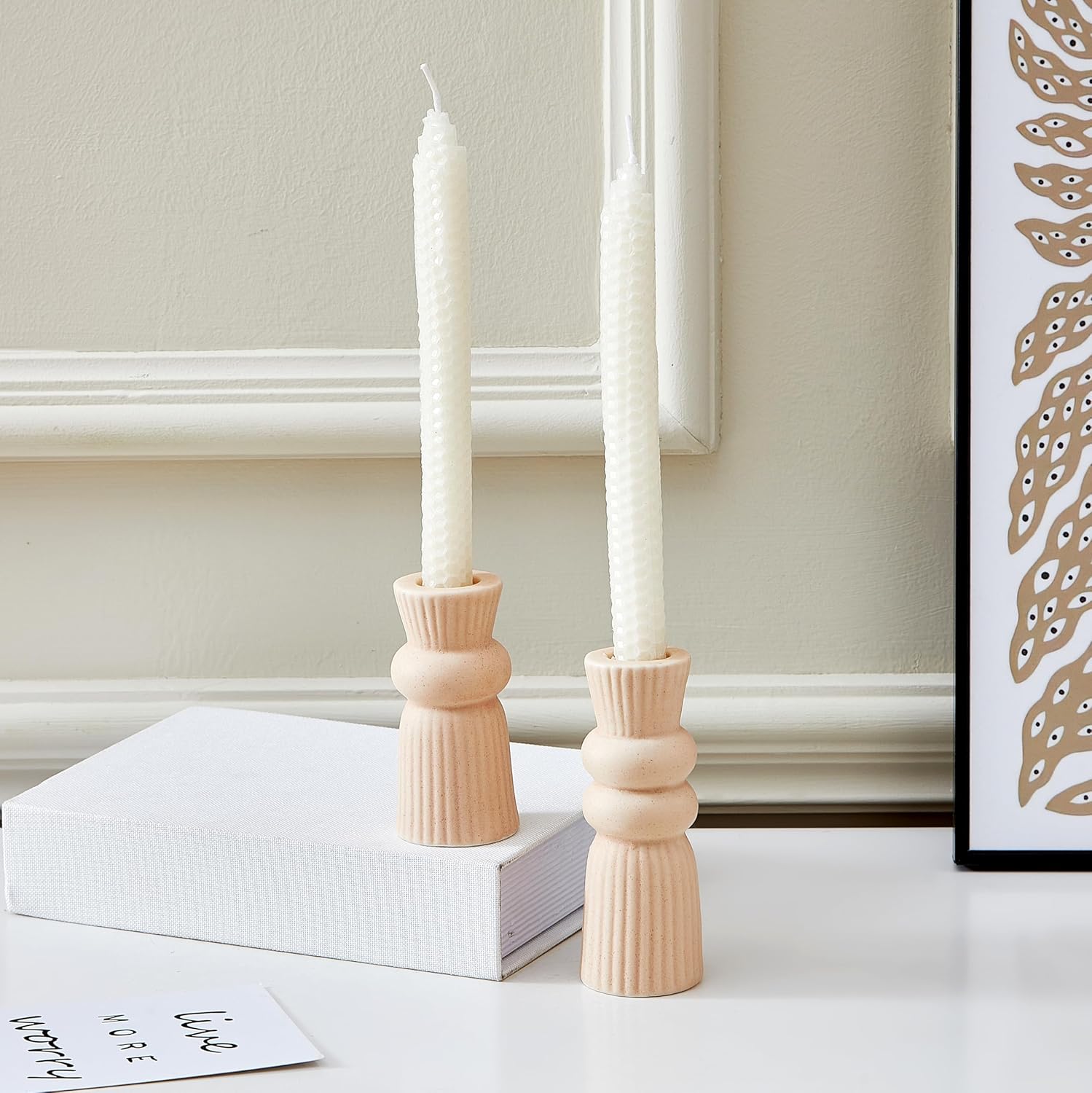 Ceramic Candle Holder for Home Decor Modern Abstract Candlestick Holders Taper Candle Holder Decorations for Table Centerpiece Living Room TV Stand Mantel or Shelf - Image 5