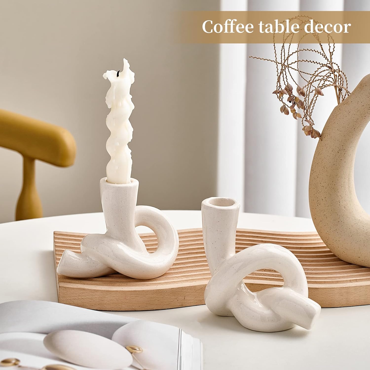 Ceramic Candle Holder for Home Decor Modern Abstract Candlestick Holders Taper Candle Holder Decorations for Table Centerpiece Living Room TV Stand Mantel or Shelf - Image 8