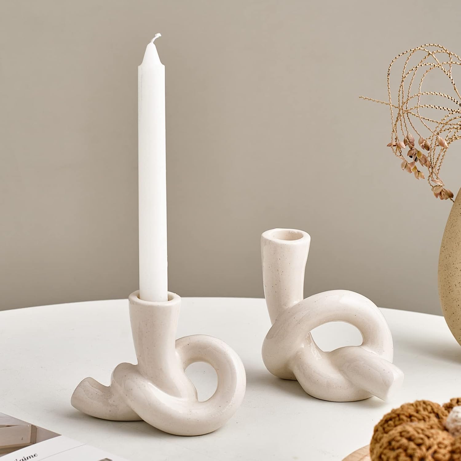 Ceramic Candle Holder for Home Decor Modern Abstract Candlestick Holders Taper Candle Holder Decorations for Table Centerpiece Living Room TV Stand Mantel or Shelf - Image 9