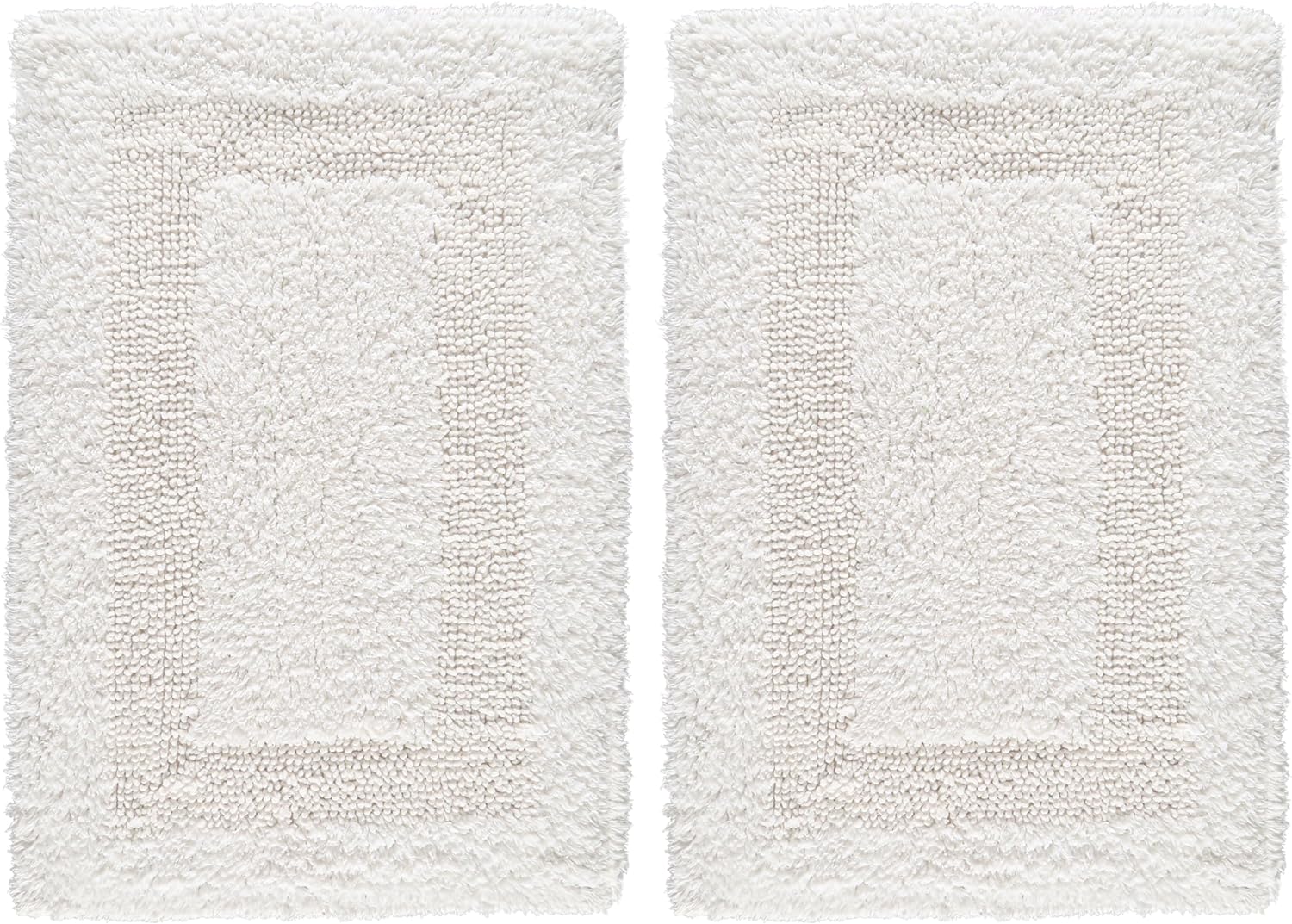 Cotton Bath Mat Rug for Bathroom - White, Reversible Bath Rugs Soft & Absorbent Quick Dry Mats, Washable Plush Hotel Quality Tufted Floor Step Out Mat for Bath Tub, Shower, Toilet - 17x24 Inches - Image 3