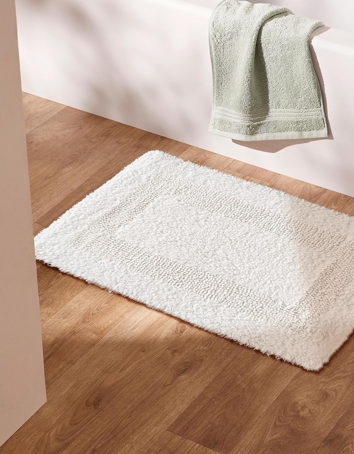 Cotton Bath Mat Rug for Bathroom - White, Reversible Bath Rugs Soft & Absorbent Quick Dry Mats, Washable Plush Hotel Quality Tufted Floor Step Out Mat for Bath Tub, Shower, Toilet - 17x24 Inches - Image 7