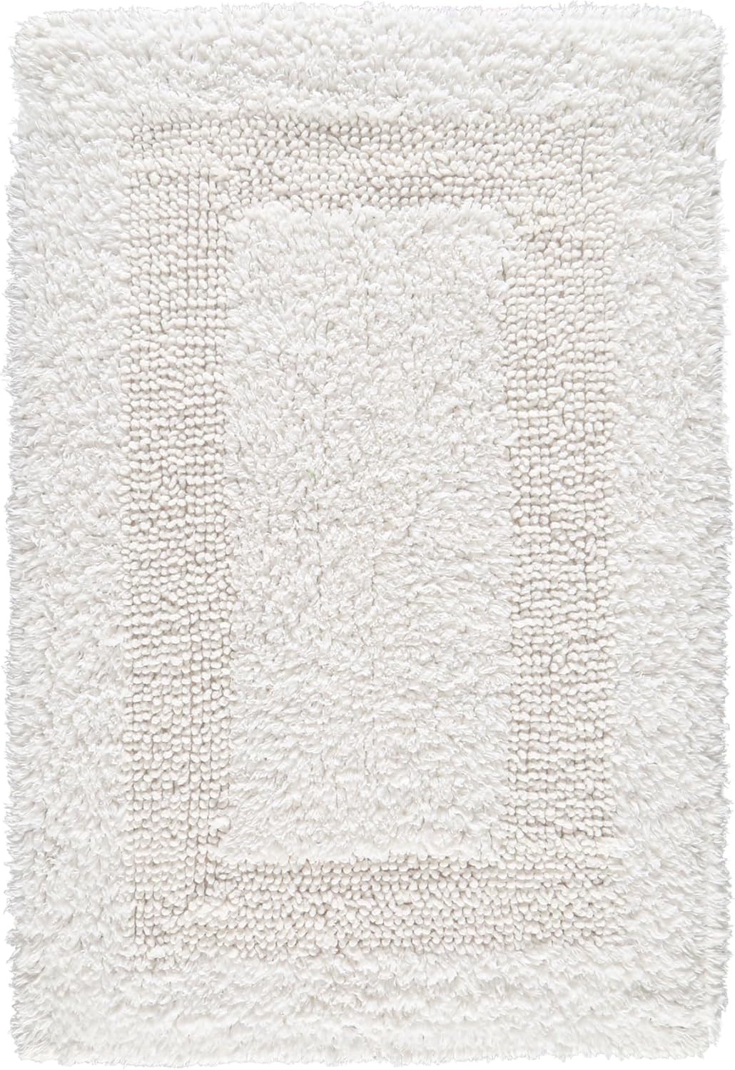 Cotton Bath Mat Rug for Bathroom - White, Reversible Bath Rugs Soft & Absorbent Quick Dry Mats, Washable Plush Hotel Quality Tufted Floor Step Out Mat for Bath Tub, Shower, Toilet - 17x24 Inches - Image 8