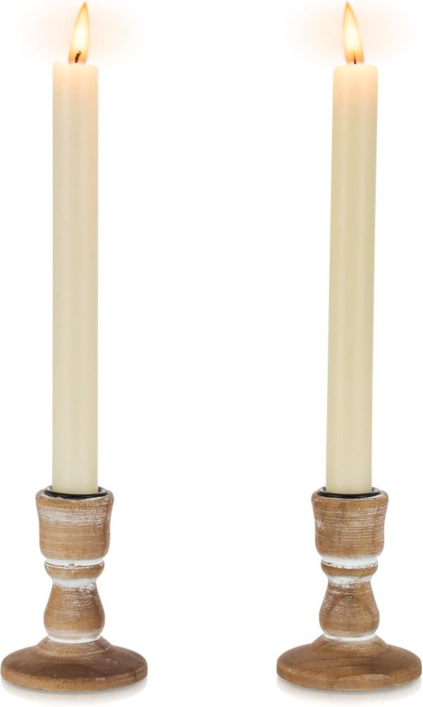 Inweder Candle Holders for Candlesticks, Wood Taper Candle Holders, Set of 2 Candle Holders for Table Centerpiece, Rustic Candle Holder, Farmhouse Candle Holders for Wedding, Home Decor, Event
