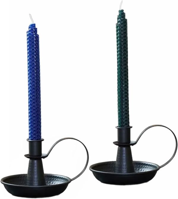 Retro Iron Taper Candle Holder，Black Candlestick Holders Candlelight Stand for Farmhouse Decor Home Wedding Party Table Decoration（2pcs）